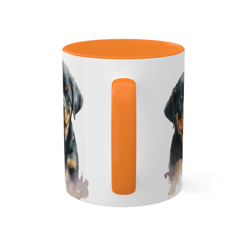 Rottweiler Pupies - Color Accent Mugs, 11oz